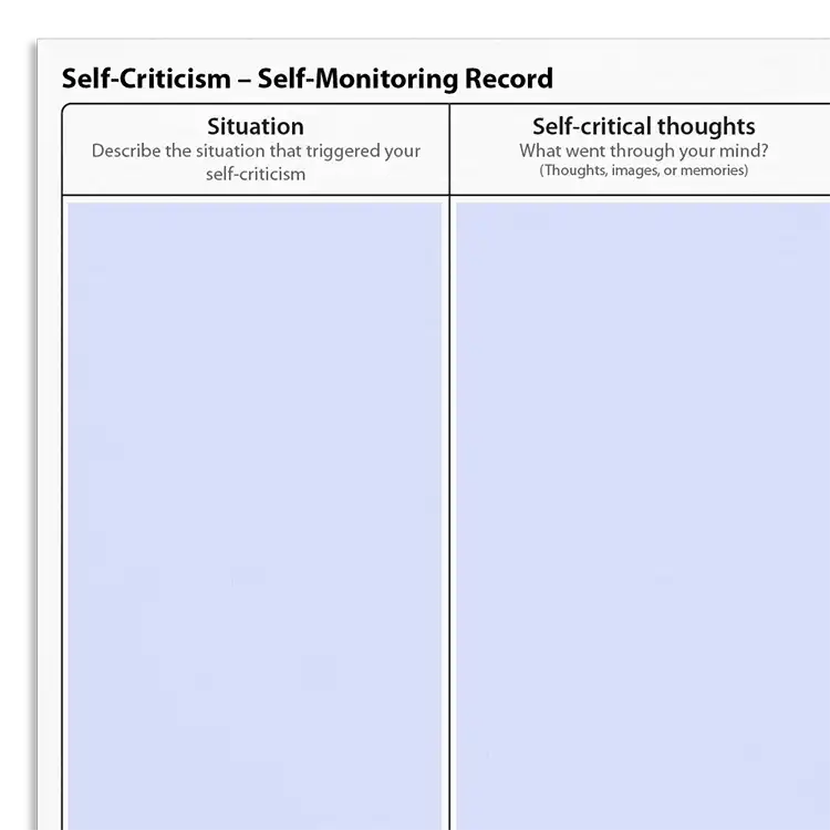 Psychology Tools resource: Self-Criticism Self-Monitoring Record Archived