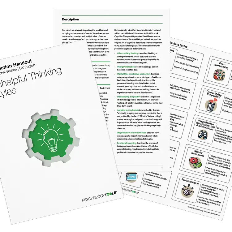 Psychology Tools resource: Unhelpful Thinking Styles Archived