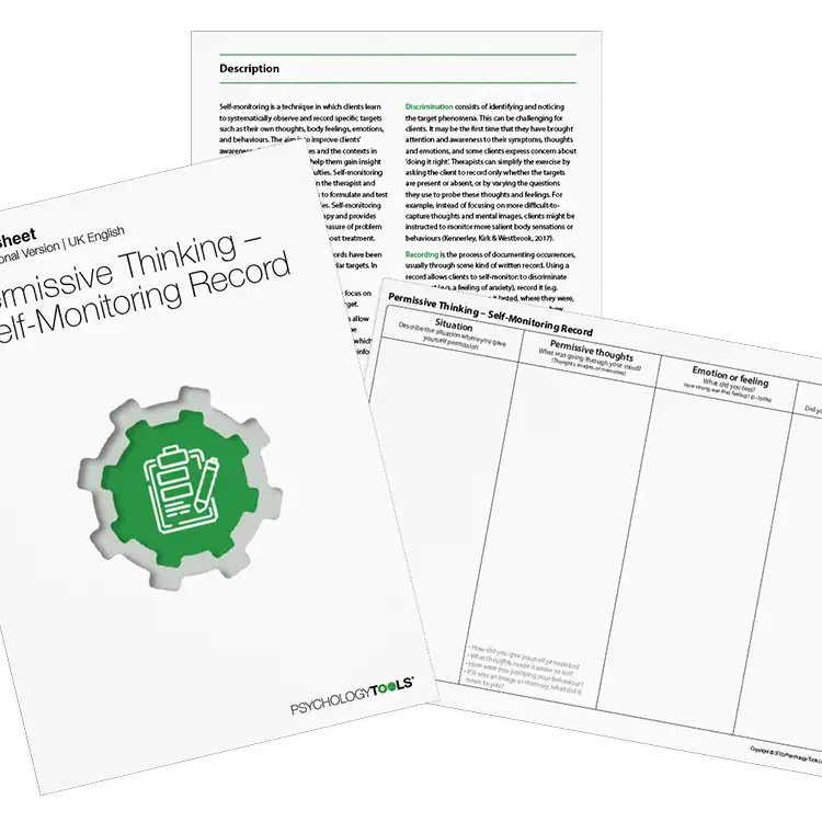 Psychology Tools resource: Permissive Thinking – Self-Monitoring Record