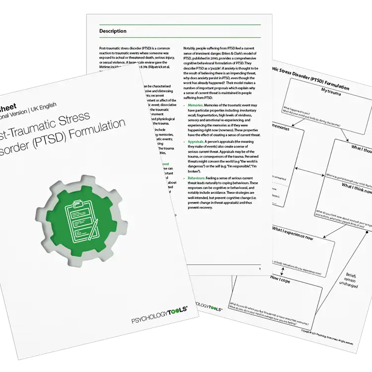Psychology Tools resource: Post-Traumatic Stress Disorder (PTSD) Formulation