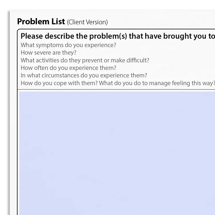 Psychology Tools resource: Problem List
