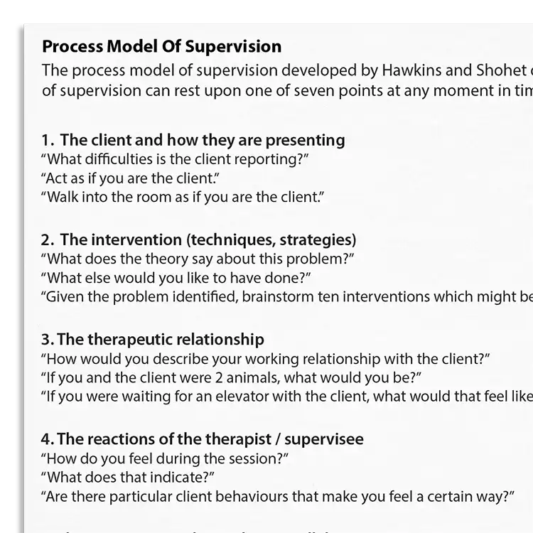 Psychology Tools resource: Process Model Of Supervision