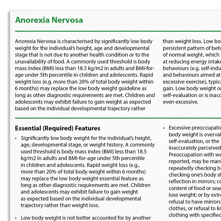 Psychology Tools resource: Recognizing Anorexia Nervosa