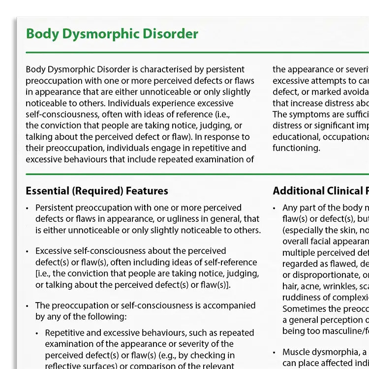 Psychology Tools resource: Recognizing Body Dysmorphic Disorder