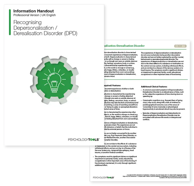 Psychology Tools resource: Recognizing Depersonalization / Derealization Disorder (DPD)