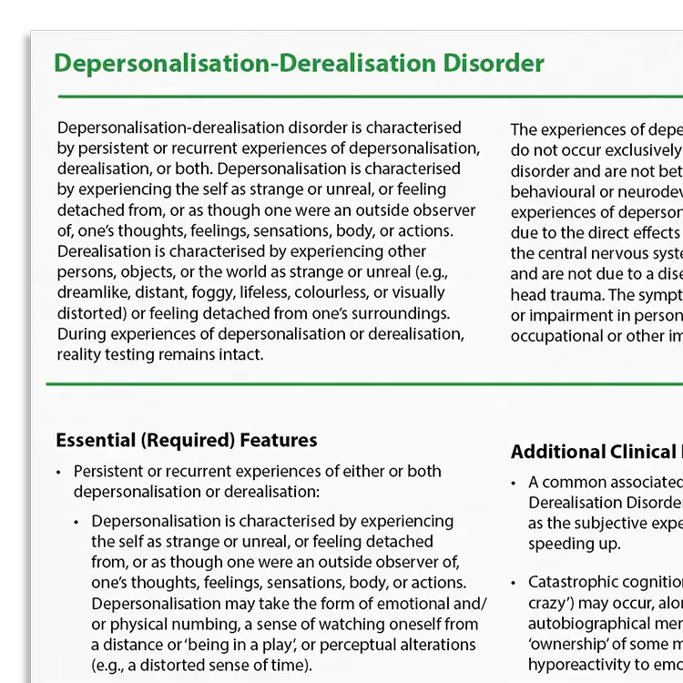 Psychology Tools resource: Recognizing Depersonalization / Derealization Disorder (DPD)