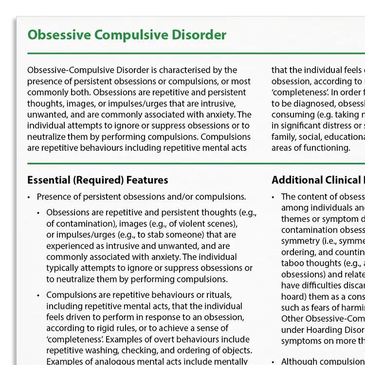 Psychology Tools resource: Recognizing Obsessive Compulsive Disorder (OCD)