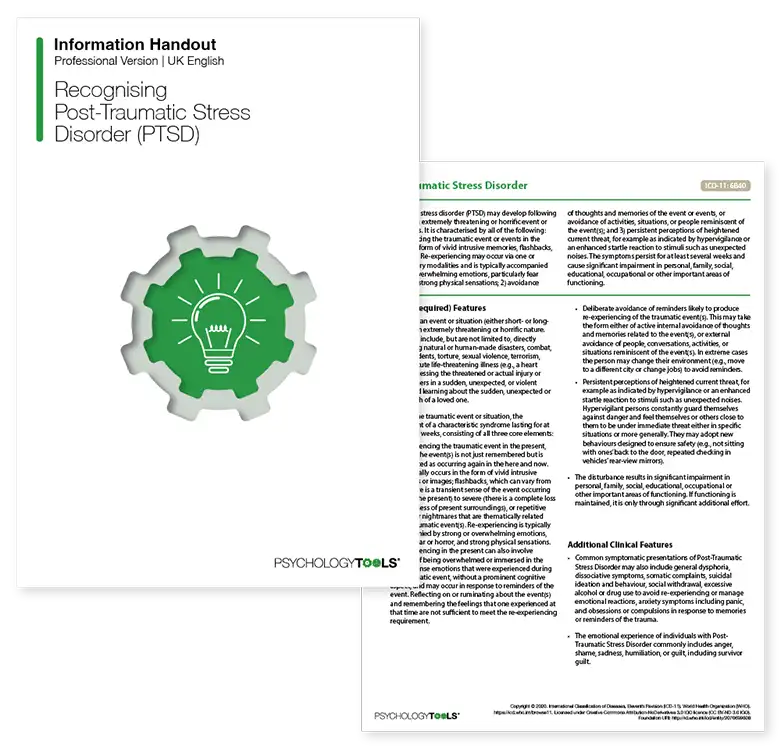 Psychology Tools resource: Recognizing Post Traumatic Stress Disorder (PTSD)