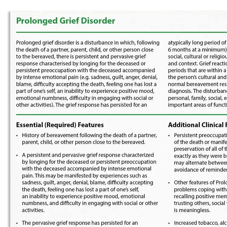 Psychology Tools resource: Recognizing Prolonged Grief Disorder