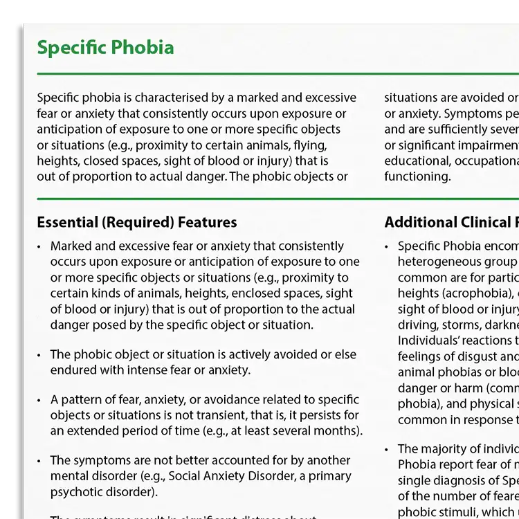 Psychology Tools resource: Recognizing Specific Phobia