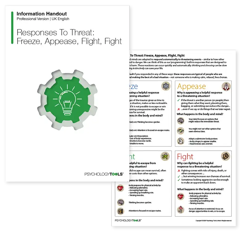Psychology Tools resource: Responses To Threat: Freeze, Appease, Flight, Fight