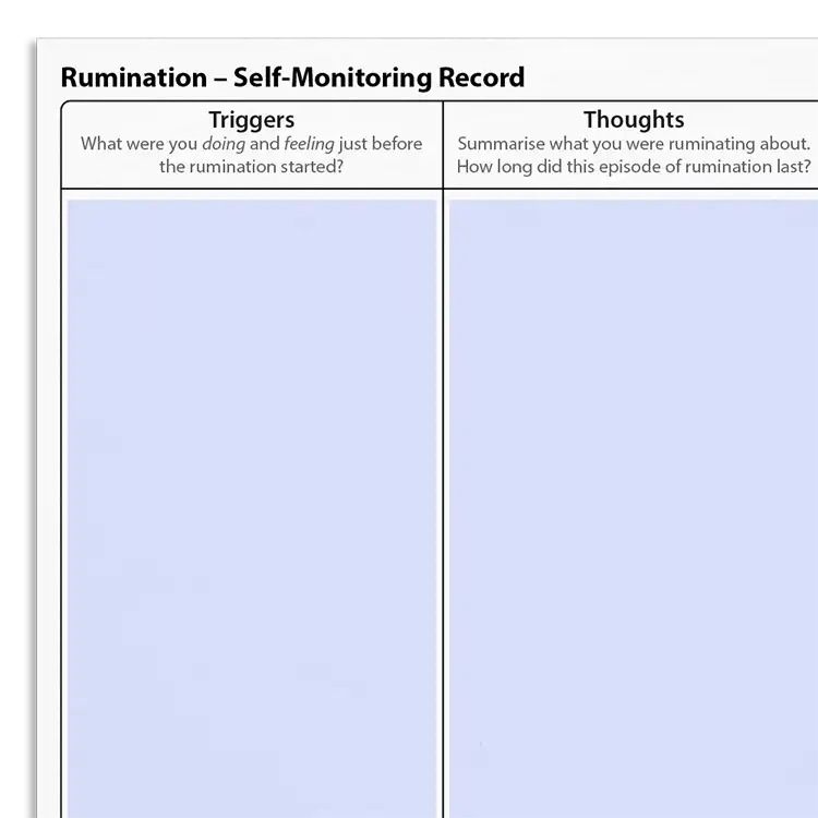 Psychology Tools resource: Rumination - Self-Monitoring Record
