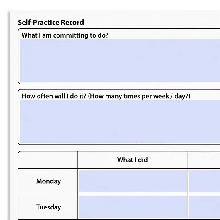 Psychology Tools resource: Self Practice Record