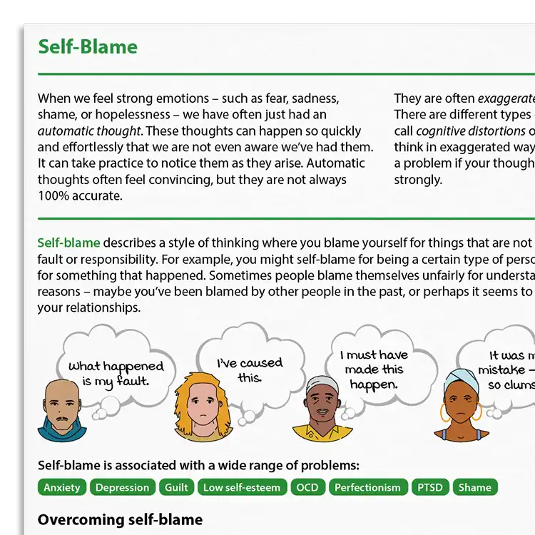 Psychology Tools resource: Self-Blame