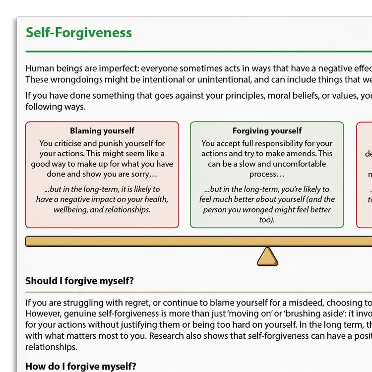 Psychology Tools resource: Self-Forgiveness