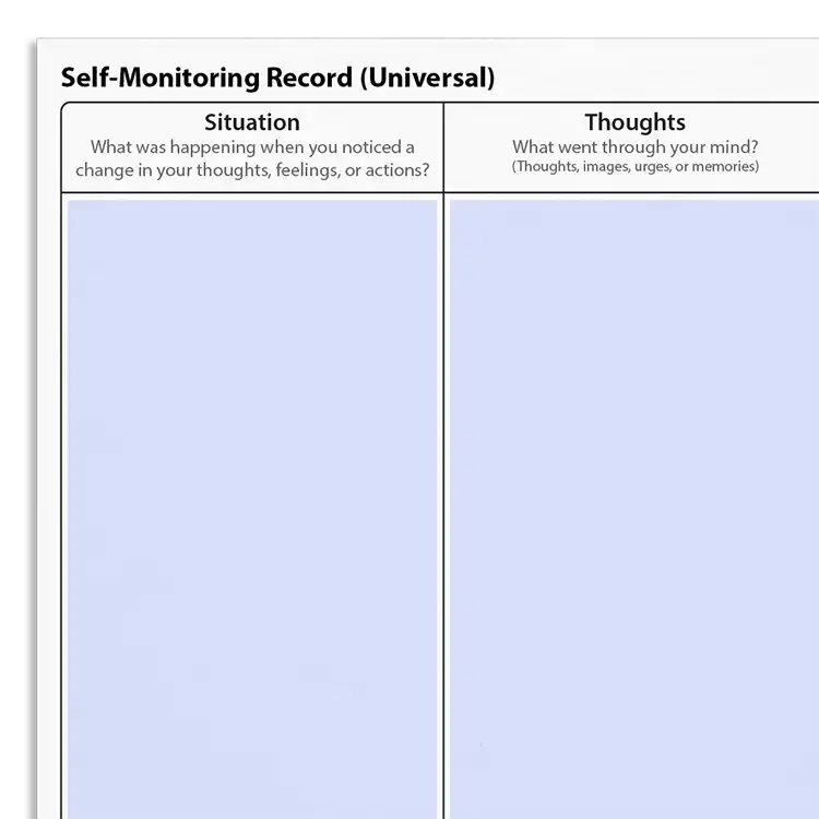 Psychology Tools resource: Self-Monitoring Record (Universal)