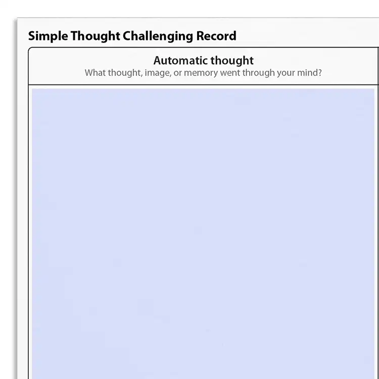 Psychology Tools resource: Simple Thought Challenging Record