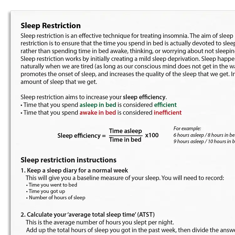 Psychology Tools resource: Sleep Restriction