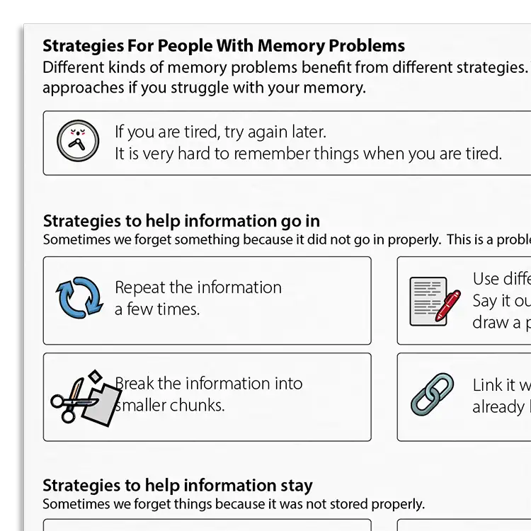Psychology Tools resource: Strategies For People With Memory Problems