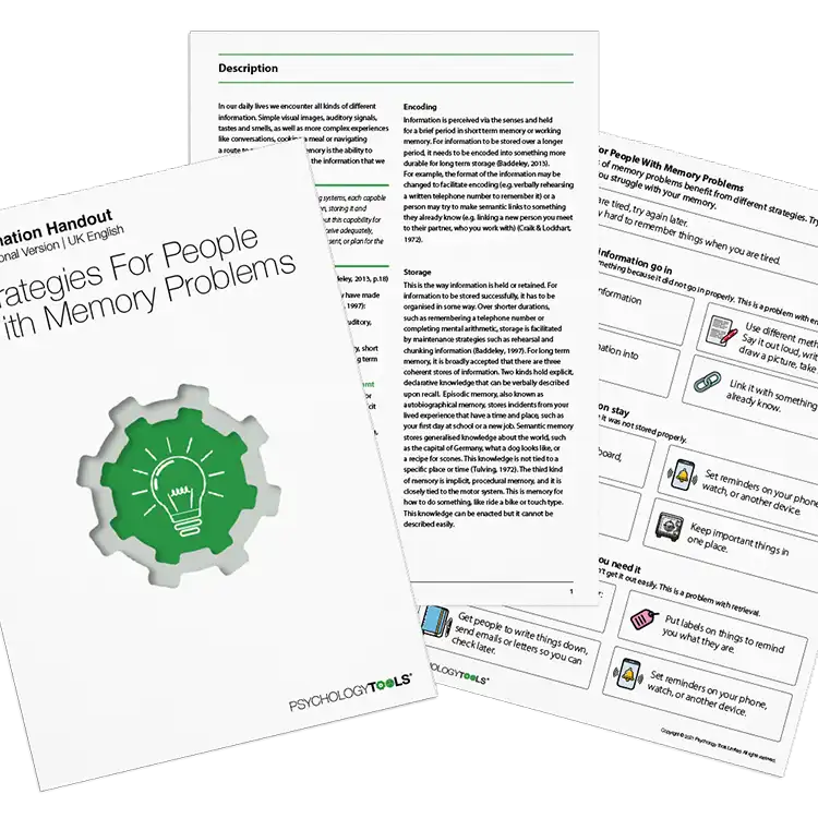 Psychology Tools resource: Strategies For People With Memory Problems