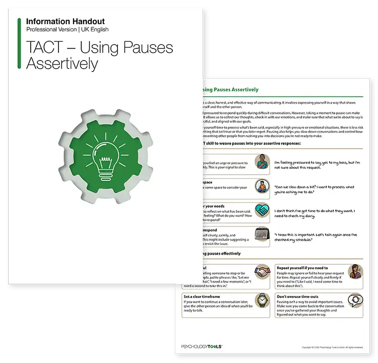Psychology Tools resource: TACT – Using Pauses Assertively