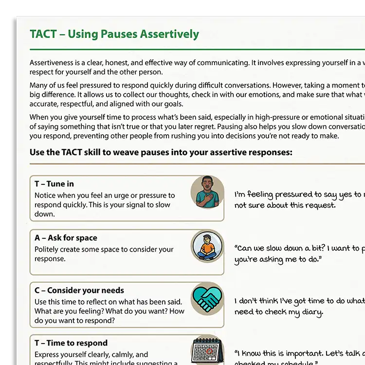 Psychology Tools resource: TACT – Using Pauses Assertively