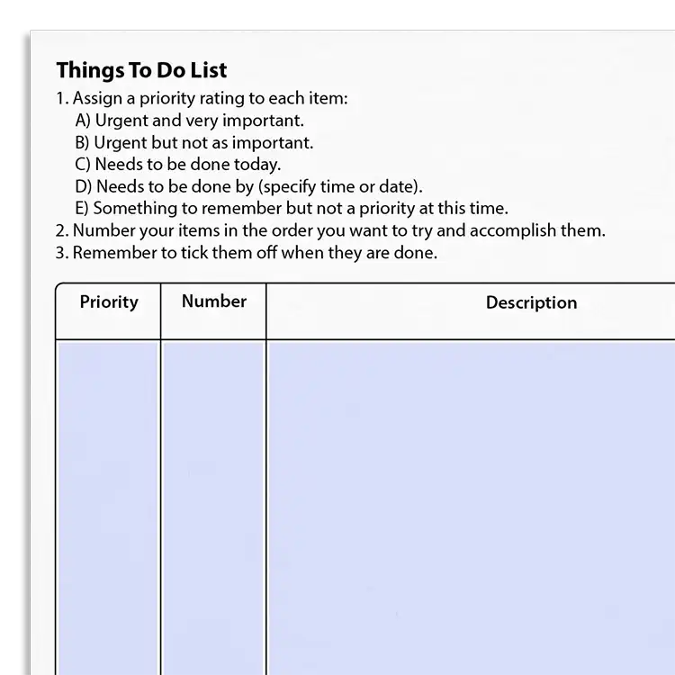 Psychology Tools resource: Things To Do List