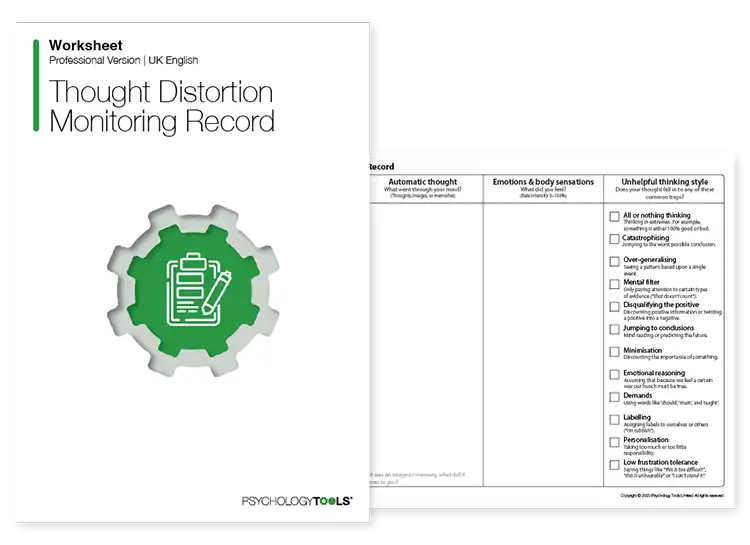 Psychology Tools resource: Thought Distortion Monitoring Record (Archived)