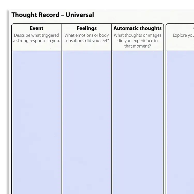 Psychology Tools resource: Thought Record – Universal
