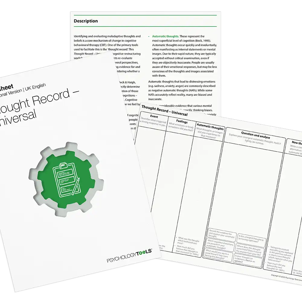 Psychology Tools resource: Thought Record – Universal