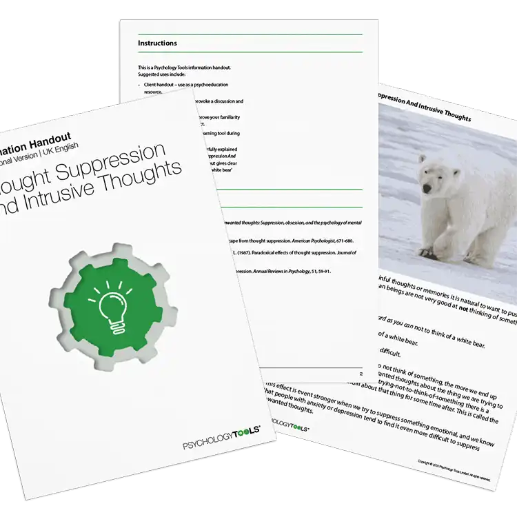 Psychology Tools resource: Thought Suppression And Intrusive Thoughts