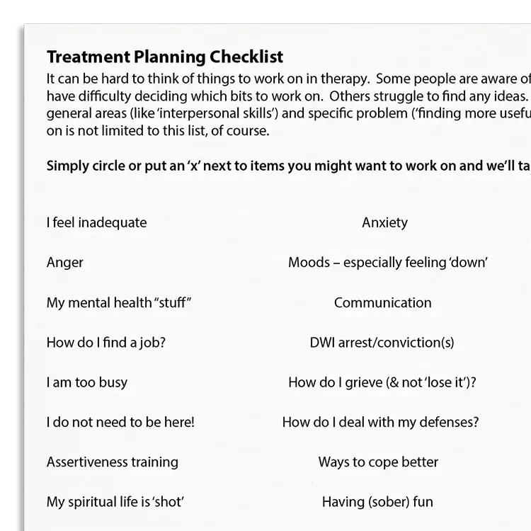 Psychology Tools resource: Treatment Planning Checklist