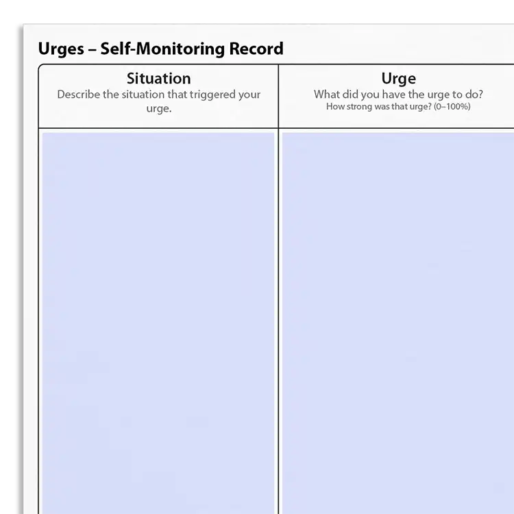 Psychology Tools resource: Urges – Self-Monitoring Record