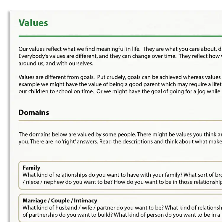 Psychology Tools resource: Values