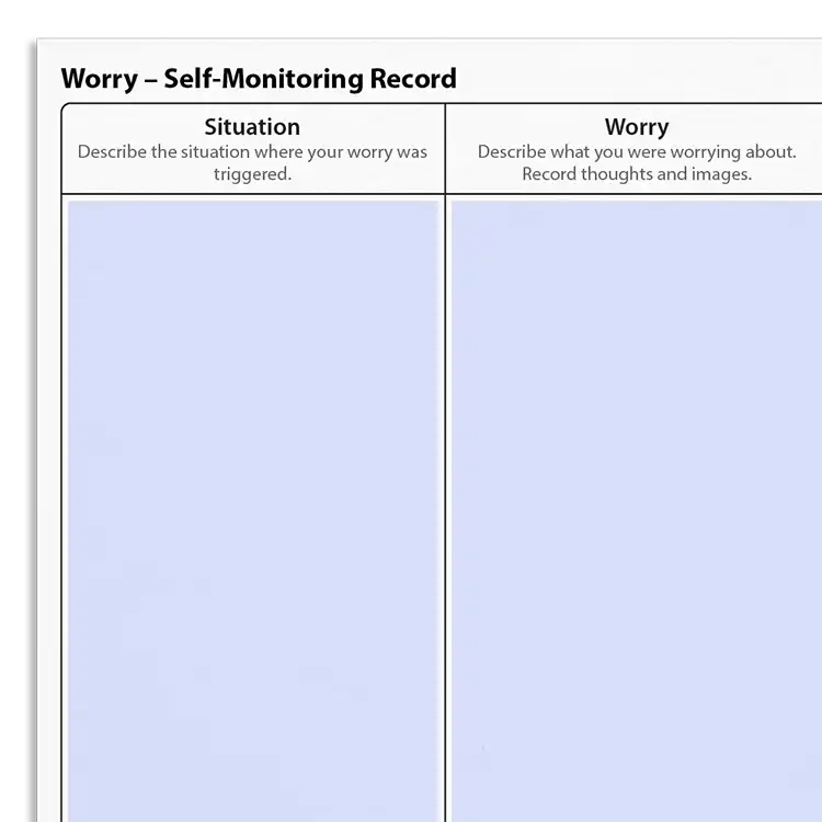 Psychology Tools resource: Worry self-monitoring record