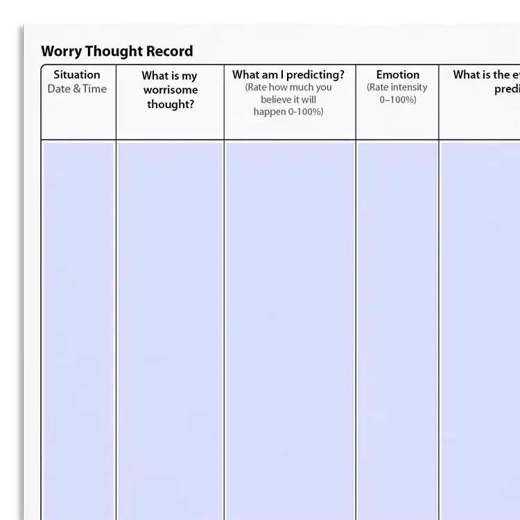 Psychology Tools resource: Worry thought record
