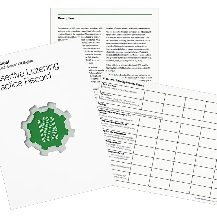 Psychology Tools resource: Assertive Listening Practice Record