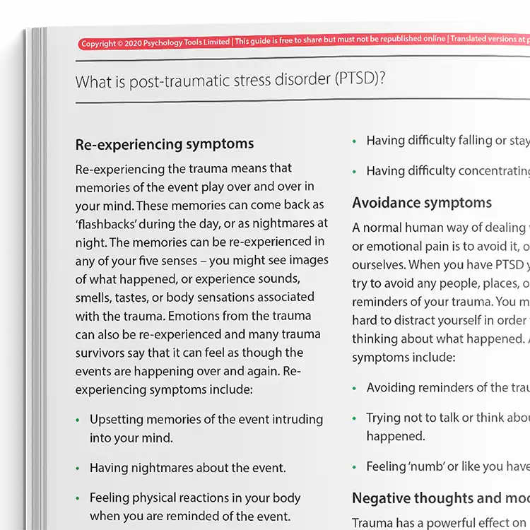 Psychology Tools resource: [Free] Understanding Post-Traumatic Stress Disorder (PTSD)