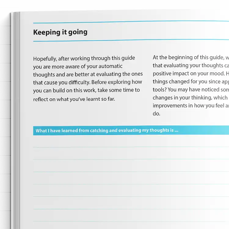 Evaluating Unhelpful Automatic Thoughts CBT guide