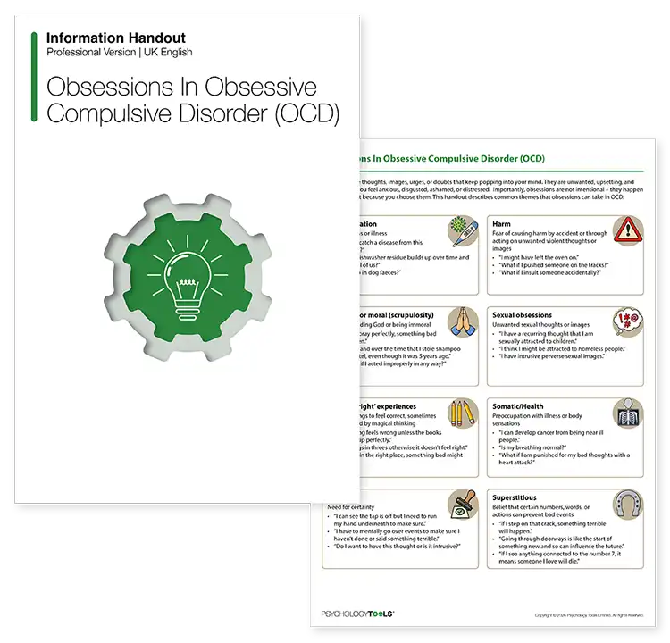 Psychology Tools Resource: Obsesssions In Obsessive Compulsive Disorder (OCD)