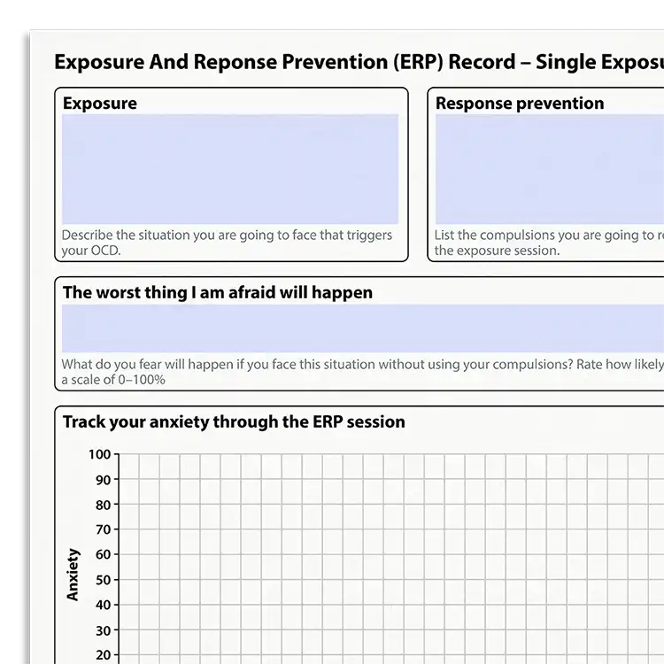 Psychology Tools Resource: Exposure And Response Prevention (ERP) Record – Single Exposure