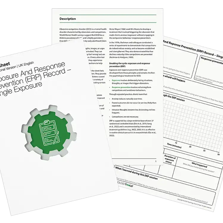 Psychology Tools Resource: Exposure And Response Prevention (ERP) Record – Single Exposure