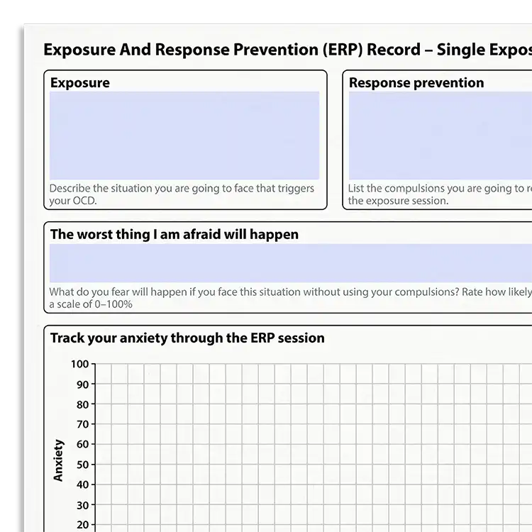 Psychology Tools Resource: Exposure And Response Prevention (ERP) Record – Single Exposure
