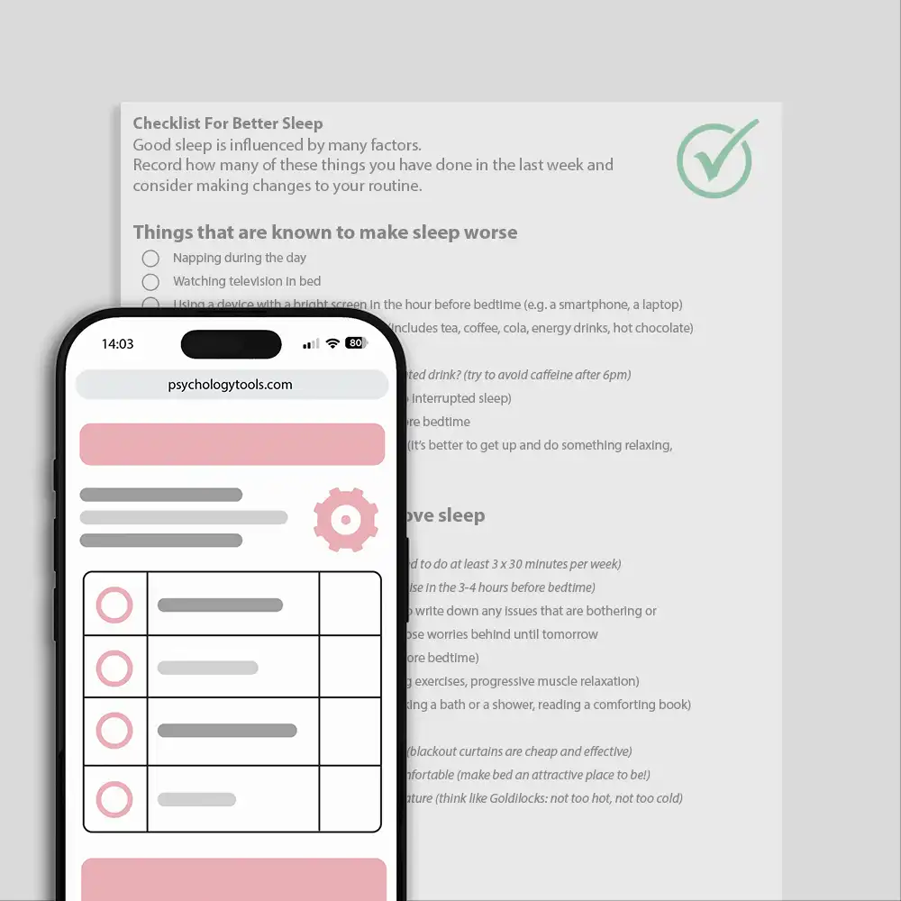 Psychology Tools resource: Checklist For Better Sleep