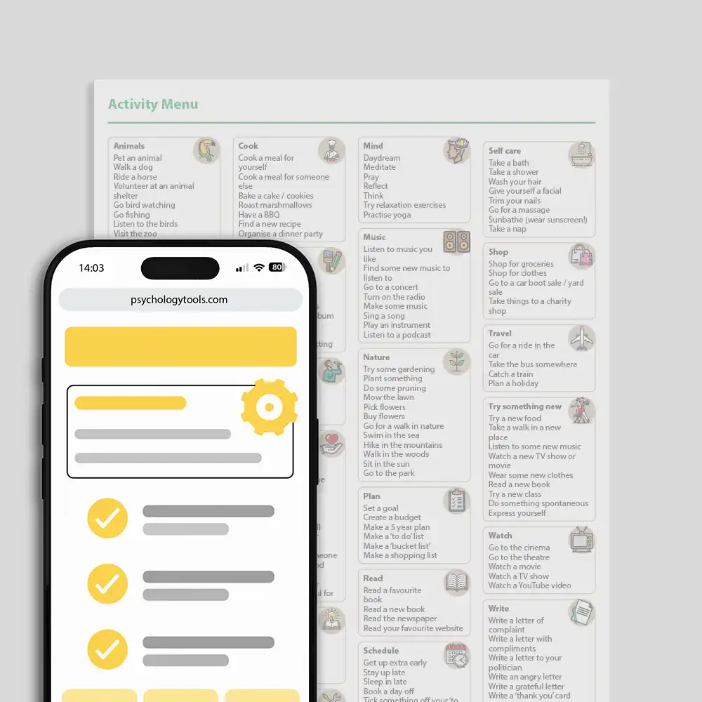 Psychology Tools resource: Activity Menu