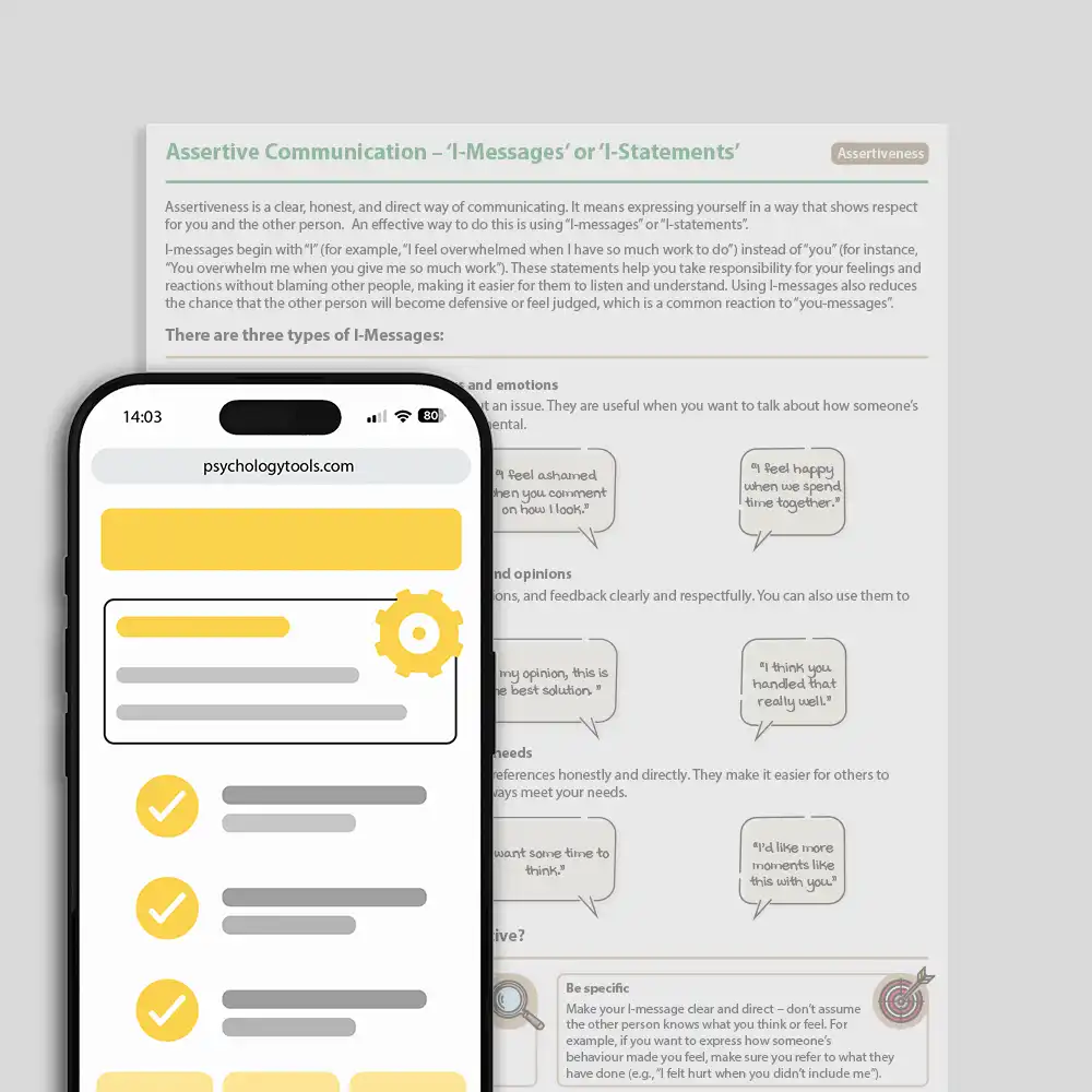 Psychology Tools resource: Assertive Communication – 'I-Messages' Or 'I-Statements'