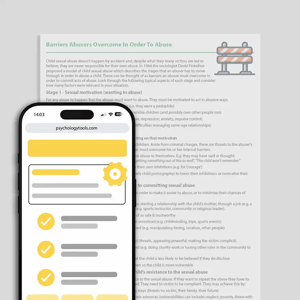 Psychology Tools resource: Barriers Abusers Overcome In Order To Abuse