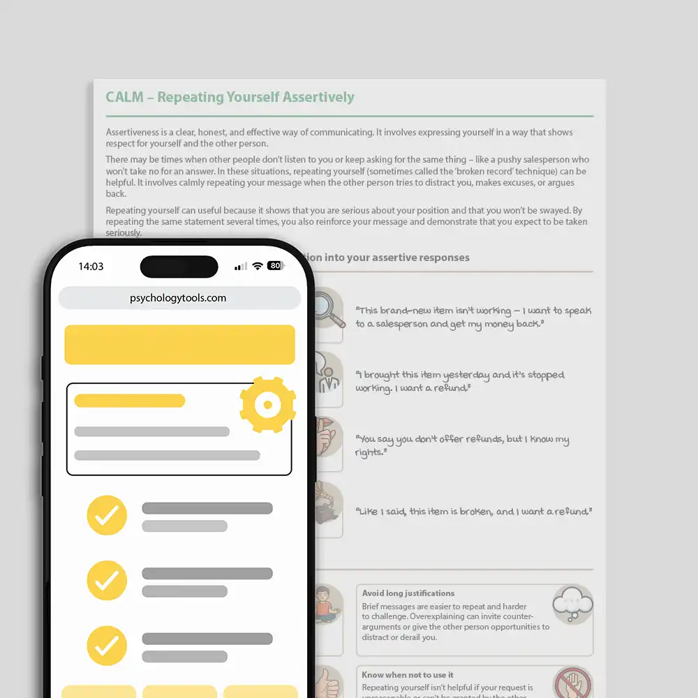 Psychology Tools resource: CALM – Repeating Yourself Assertively