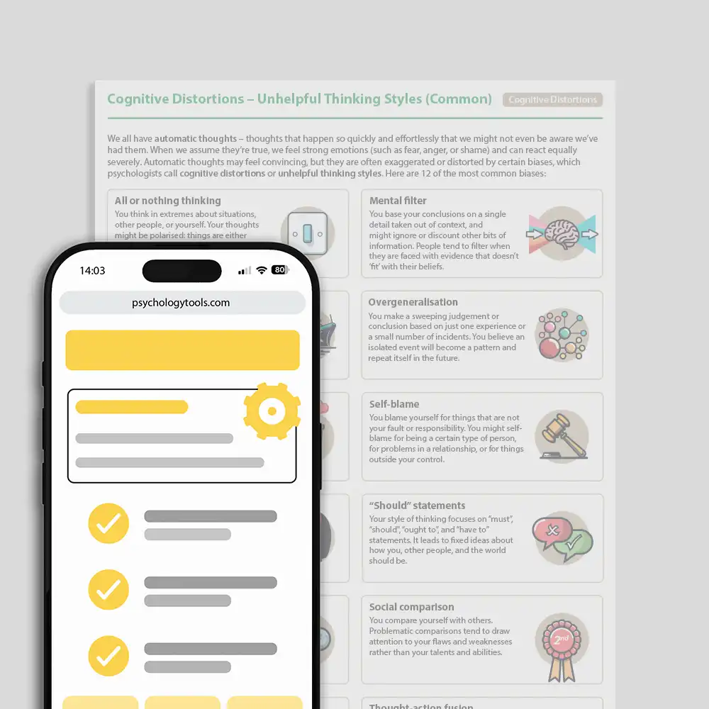Psychology Tools resource: Cognitive Distortions – Unhelpful Thinking Styles (Common)