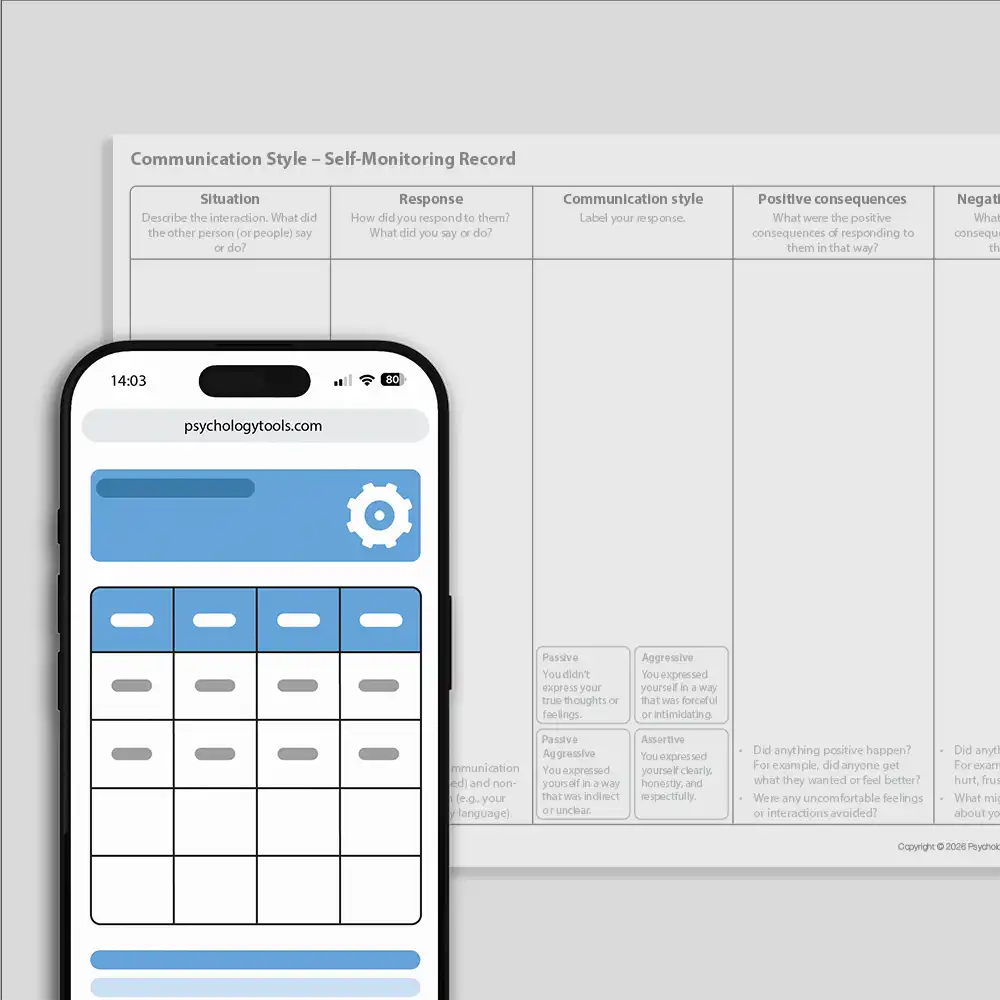 Psychology Tools resource: Communication Style – Self-Monitoring Record